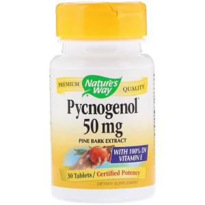 Пикногенол, Экстракт Сосновой Коры, Pycnogenol, Pine Bark Extract, Nature's Way, 50 мг, 30 Таблеток / NWY45151