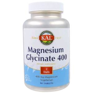 Магний Глицинат, Magnesium Glycinate, KAL, 400 мг, 90 таблеток / CAL81109