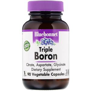 Тройной бор 3мг, Bluebonnet Nutrition, Triple Boron, 90 вегетарианских капсул