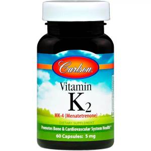 Витамин К2 (MK-4 Менатетренон), Carlson Labs, Vitamin K2 Menatetrenone, 5 Мг, 60 Капсул / CL1000