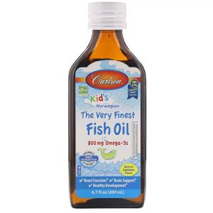 Рыбий Жир для Детей, Kid's Fish Oil Lemon, Carlson Labs, Лимонный Вкус 200 мл. / CL1543