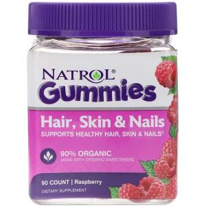 Комплекс для волос, кожи и ногтей, Вкус малины, Natrol, Hair, Skin & Nails, 90 жевательных таблеток / NTL07369
