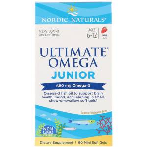 Рыбий Жир Для Подростков, Ultimate Omega Junior, Nordic Naturals, 680 мг, 90 Гелевых Капсул / NOR01798