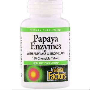 Энзимы Папайи, Papaya Enzymes, Natural Factors, 120 Таблеток / NFS01749