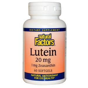 Лютеин 20 мг, Lutein, Natural Factors, 60 желатиновых капсул / NFS01032