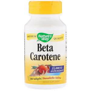Бета Каротин (Витамин А), Beta Carotene, Nature's Way, 25 000МЕ, 100 гелевых капсул