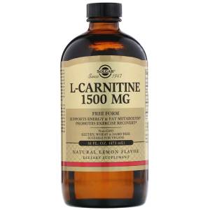 L-Карнитин, L-Carnitine, Solgar, 1500 мг, Лимонный Вкус, 473мл / SOL30721