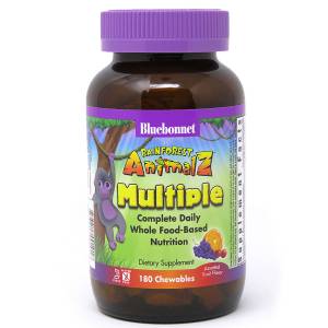 Мультивитамины для Детей, Вкус Фруктов, Rainforest Animalz, Bluebonnet Nutrition, 180 жев. таб.