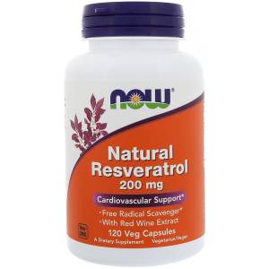 Ресвератрол, Natural Resveratrol, Now Foods, 200 мг, 120 капсул / NOW-3354