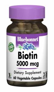 Биотин (B7) 5000мкг, Bluebonnet Nutrition, 60 гелевых капсул / BLB0447