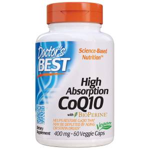 Коэнзим Q10 Высокой Абсорбации  400 мг, BioPerine, Doctor's Best, 60 желатиновых капсул