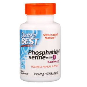 Фосфатидилсерин, Phosphatidylserine with SerinAid, Doctor's Best, 100 мг, 60 желатиновых капсул / DRB00168