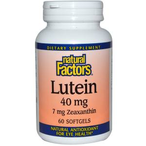 Лютеин 40 мг, Lutein, Natural Factors, 60 гелевых капсул / NFS01035