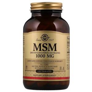 Сера, MSM (Methylsulfonylmethane), Solgar, 1000 мг, 120 таблеток