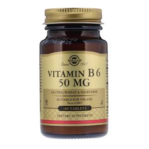 Витамин В6, Vitamin B6, Solgar, 50 мг, 100 таблеток