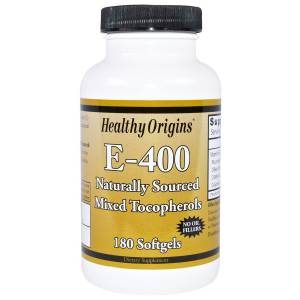 Витамин Е, Смесь Токоферолов, Vitamin E 400 МЕ, Healthy Origins, 180 капсул / HO15145