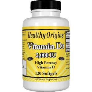 Витамин D3, Vitamin D3 2000IU, Healthy Origins, 120 капсул / HO15374
