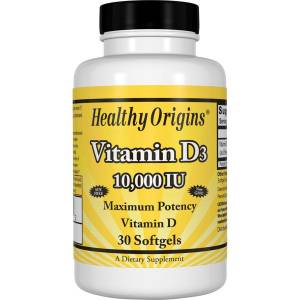 Витамин D3, Vitamin D3, 10000 IU, Healthy Origins, 30 капсул / HO15350