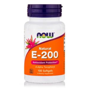 Витамин Е, Е-200, Now Foods, 100 желатиновых капсул