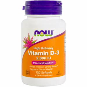 Витамин D-3 2000IU, Now Foods, 120 желатиновых капсул / NF0367