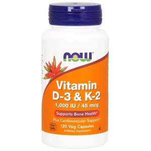 Витамин D3 и К2, Vitamin D-3 & K-2, 1,000 МЕ / 45 мкг, Now Foods, 120 капсул / NF0369.25052