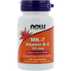 Витамин К-2, K-2 (MK7), Now Foods, 100 мкг, 60 вегетарианских капсул