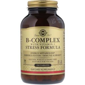 Стресс Формула, В-Комплекс+Витамин С, B-Complex with Vitamin С, Solgar, 250 таблеток