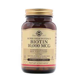 Биотин (В7) 10 000 мкг, Biotin, Solgar, 120 гелевых капсул
