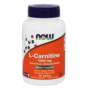 L- Карнитин, L-Carnitine, Now Foods, 1000 мг, 50 таблеток / NF0067.31849