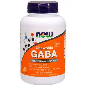 GABA (Гамма-Аминомасляная Кислота), Цитрусовый Вкус, Now Foods, 250 мг, 90 жевательных таблеток