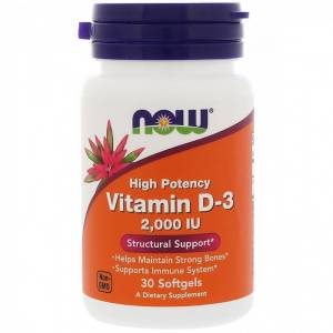 Витамин D-3 2000IU, Now Foods, 30 желатиновых капсул / NF0355