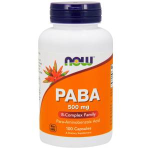 Пара-Аминобензойная Кислота (ПАБК), PABA, Now Foods, 500 мг, 100 капсул / NF0485.20044